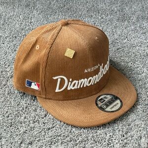 Capsule New Era Arizona Dimondbacks Corduroy Snapback Hat Brown Pin Green UV